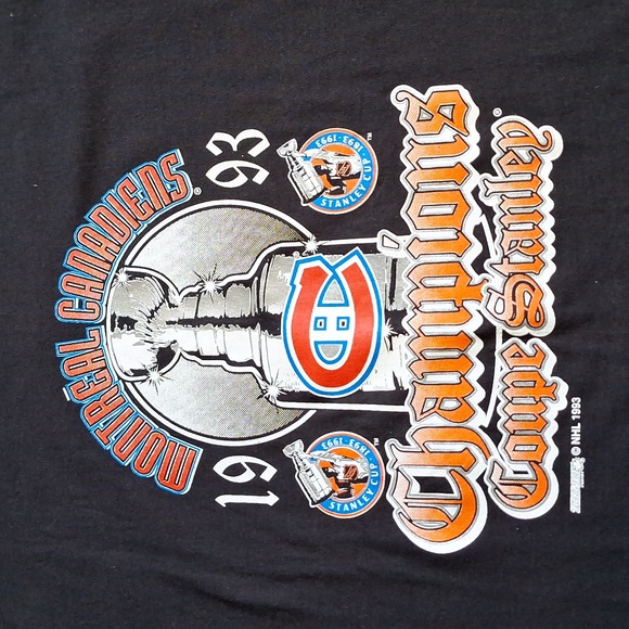 1993 Montreal Canadiens Champions Coupe Stanley T Shirt - Picture 3 of 11